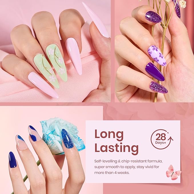 beetles Fall Gel Polish Set - Verse of Flower Collection, 36 Colors Brown Burgundy Purple Red Gel Polish Fall Colors Nail Kit with 3Pcs Base Top Coat Soak off UV Gel & Nail Art Stickers