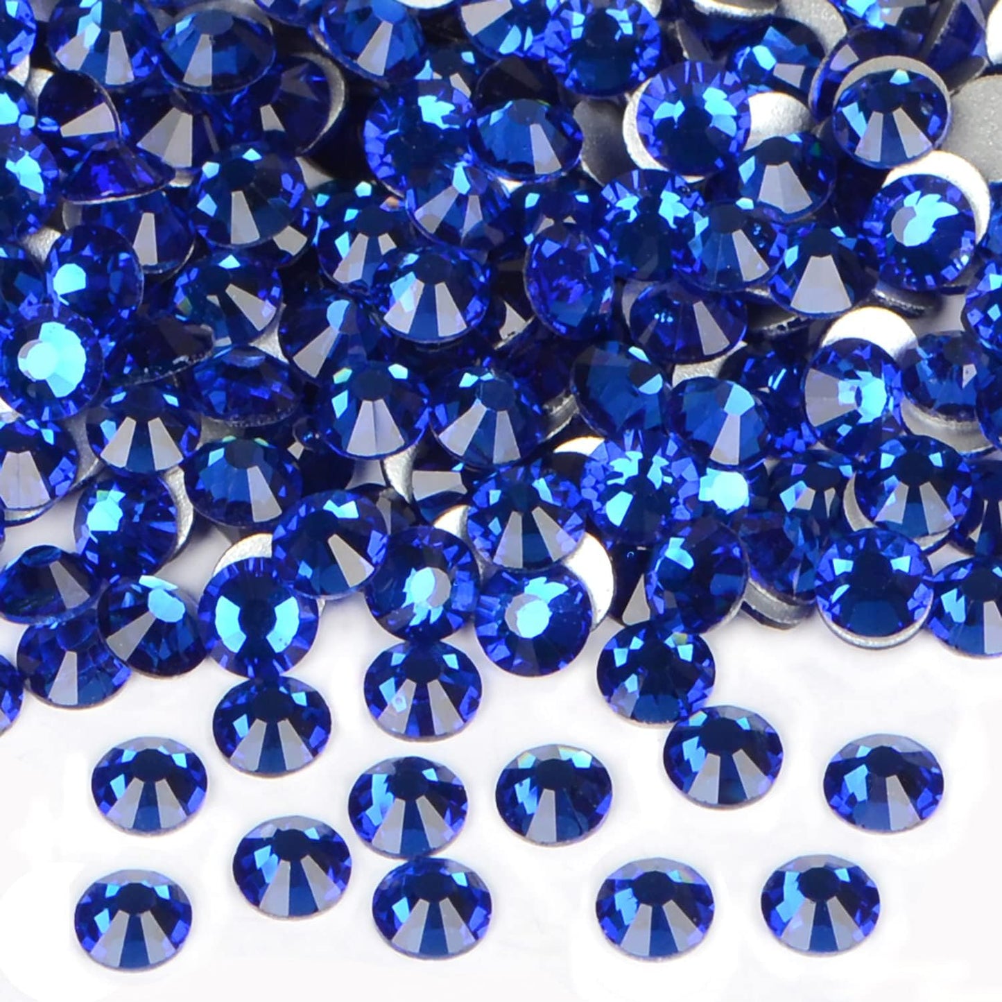 2880PCS Art Nail Rhinestones Non Hotfix Glue Fix Round Crystals Glass Flatback for DIY Jewelry Making with one Picking Pen (ss3 2880pcs, Sapphire)