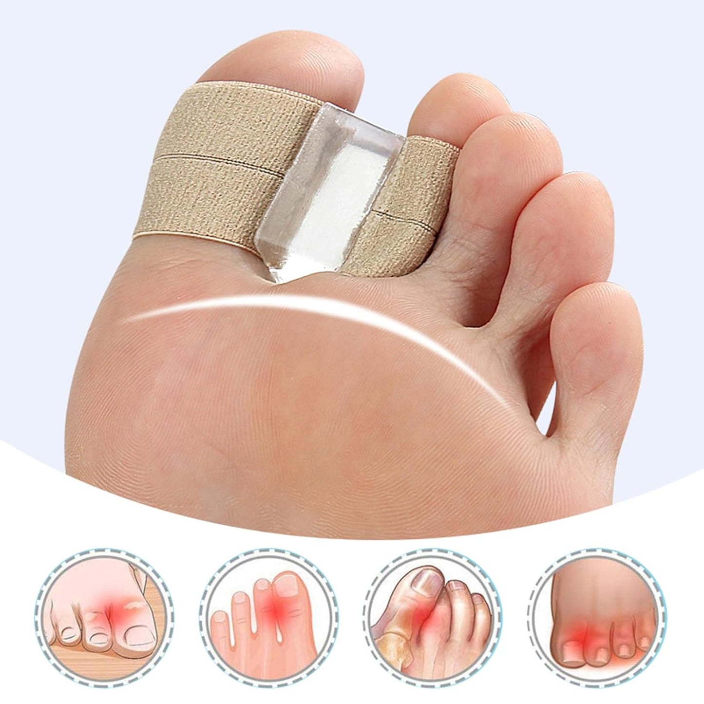 Toe Spacers for Women & Men - Bunion Corrector with Elastic Band, Silicone Toe Separators for Overlapping Toes, Correct Toes & Foot Pain Support