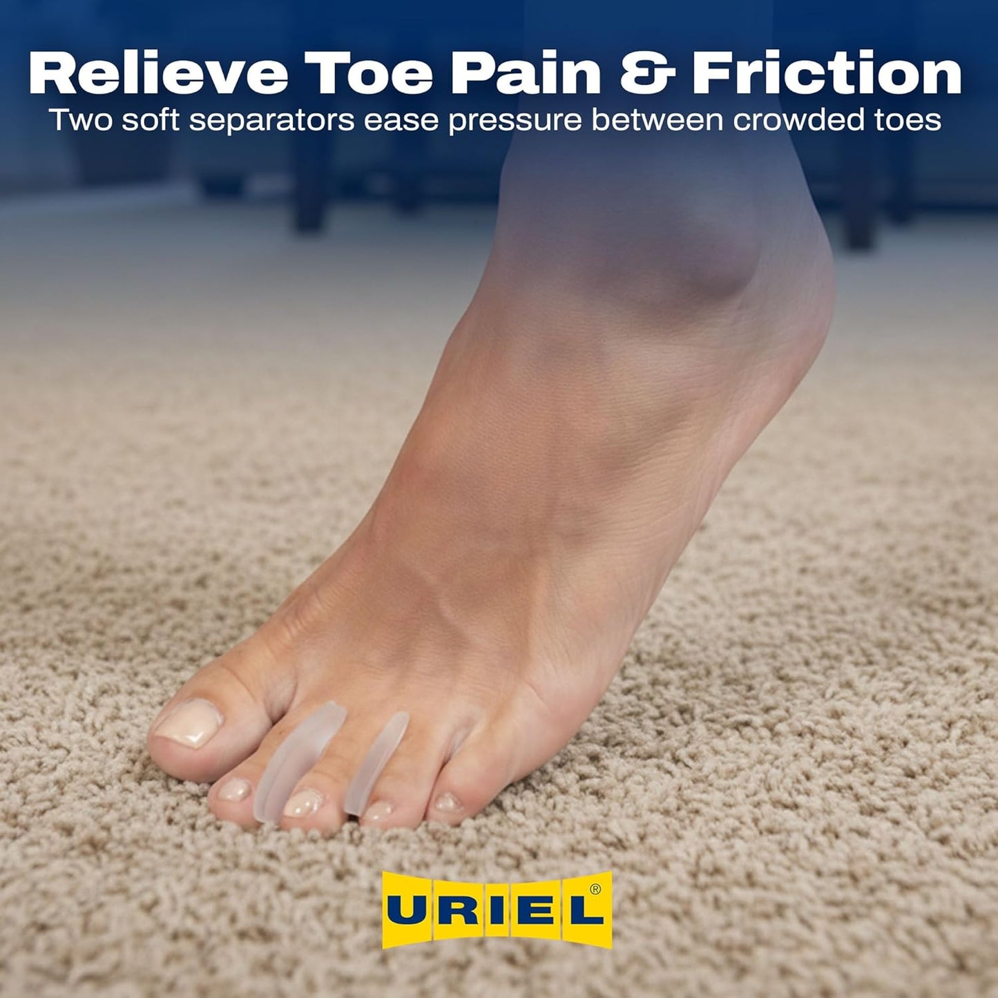 Uriel Silicone Toe Separators for Women & Men – Reusable Toe Spacers for Overlapping Toes, Bunions & Calluses – Soft Non-Slip Design in 2 Sizes for Everyday Comfort, Yoga & Barefoot Use