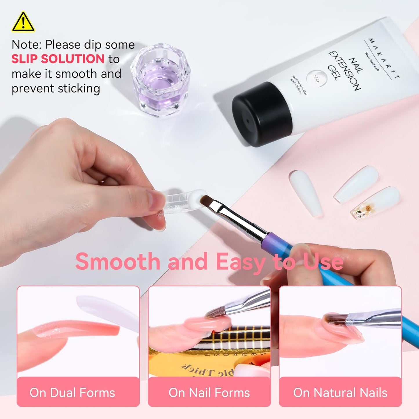 Makartt Poly Nail Gel,White,50ML,Nail Extension Builder for French Manicure, Hard Gels for Nails Strengthener-Long-Lasting and Easy to Use Supplies Salon Nail Art Design Easy DIY at Home