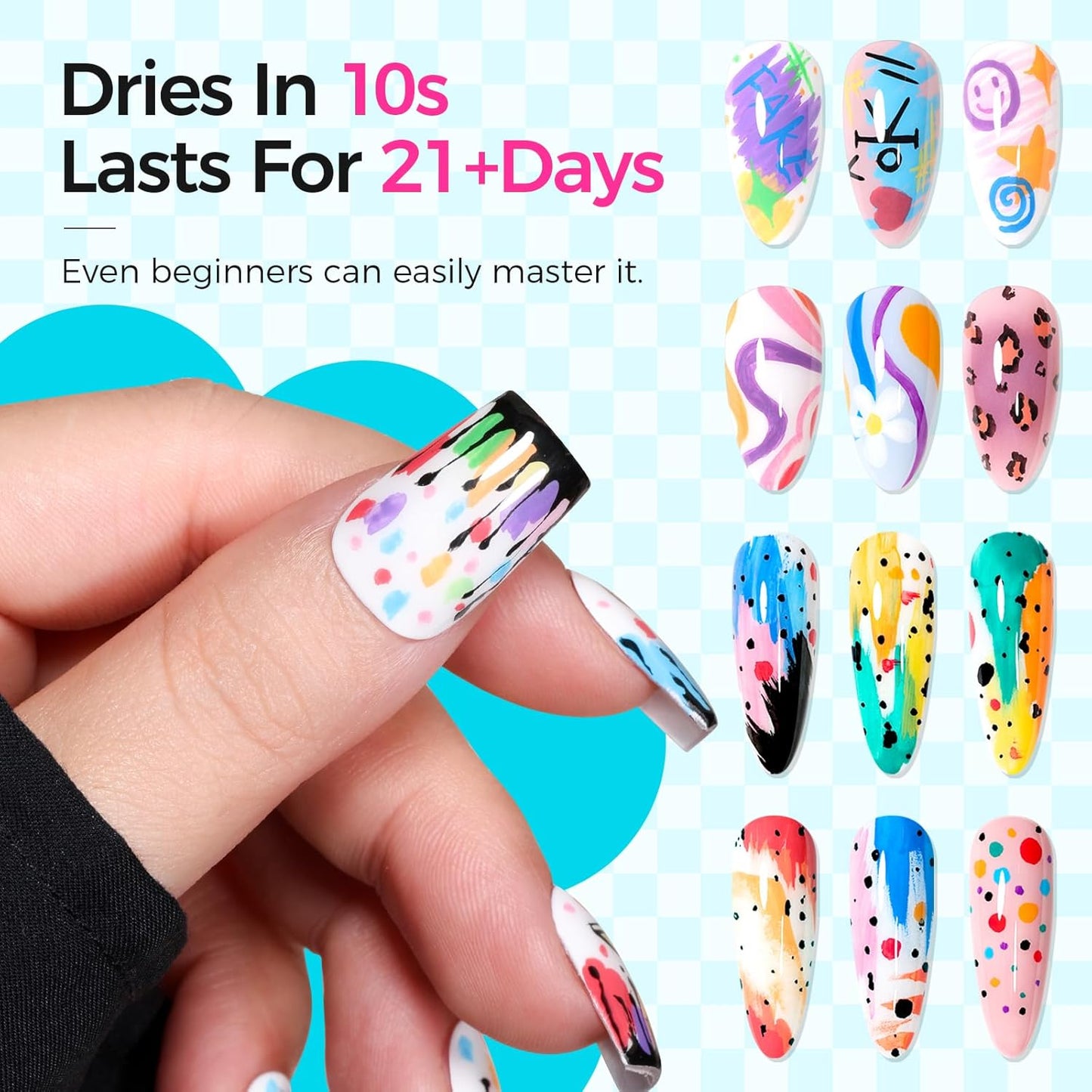 6 Colors Nail Art Pens, 3D Nail Polish Pens Set 0.7mm Quick-Drying Acrylic Paint Markers Dotting Liner Drawing Pens for Nail Design, DIY Home Salon Manicure Tools Halloween Beginners Gifts