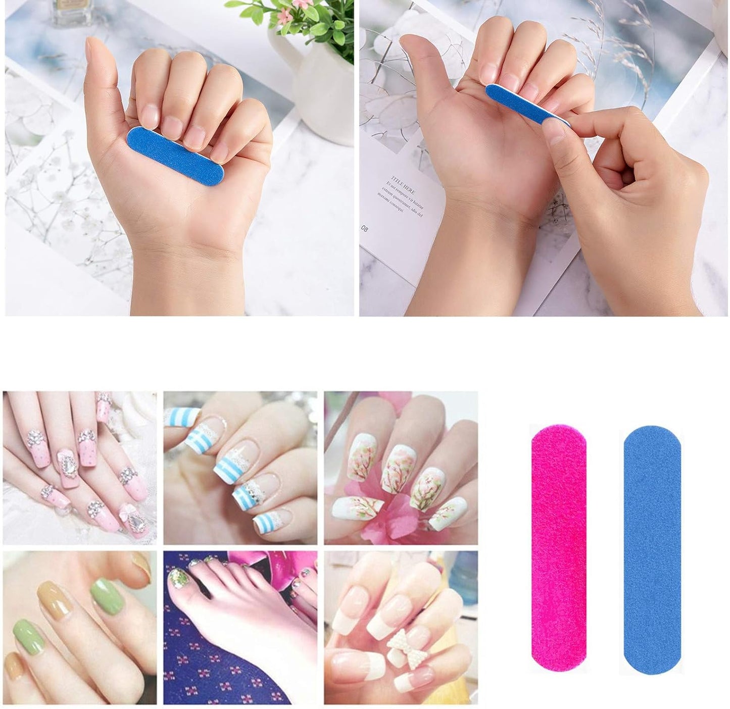Mini Nail Files Bulk, 100 Pack 2 Inches Disposable Double Sided Emery Boards Manicure Pedicure Tools(1002)