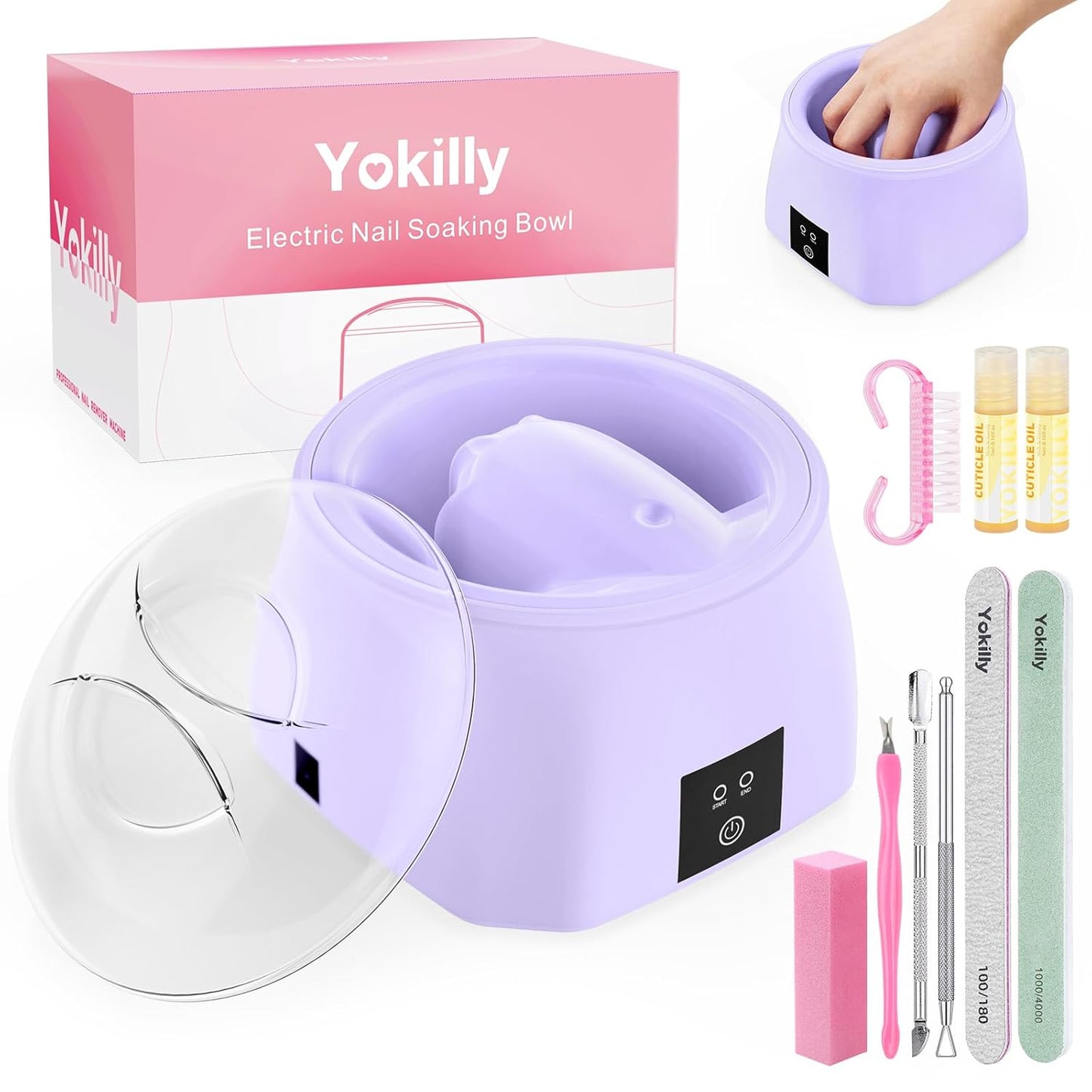 Yokilly Nail Soaking Bowl Heated: 50% Faster Nail Soak off Bowl for Women Nail Beginner - Electric Manicure Nail Bowl for Home Salon（Purple)