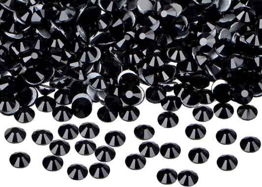1440PCS Art Nail Rhinestones Non Hotfix Glue Fix Round Crystals Glass Flatback for DIY Jewelry Making with one Picking Pen (ss16 1440pcs, Jet Black)