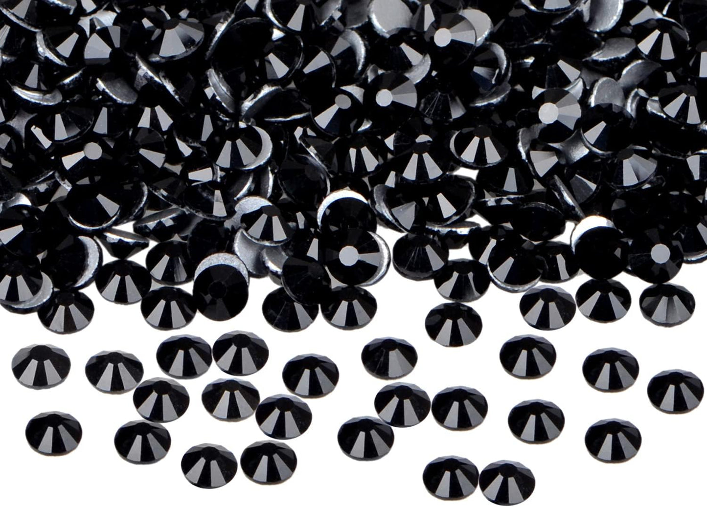 2880PCS Art Nail Rhinestones Non Hotfix Glue Fix Round Crystals Glass Flatback for DIY Jewelry Making with one Picking Pen (ss3 2880PCS, Jet Black)