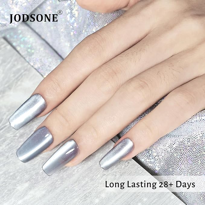 JODSONE 16.5ml Cat Eye Gel Nail Polish Silver Glitter Magnetic Reflective Translucent Need U V Curing