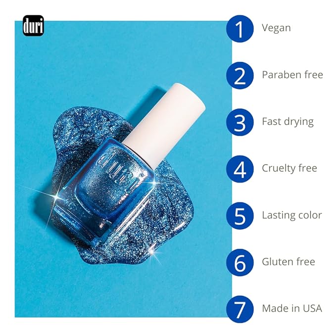 duri 536 Celebrity Scandal Nail Polish, Frosted Metallic Silver, Full Coverage, Fast Drying, Glossy, Lasting, 0.45 Fl Oz