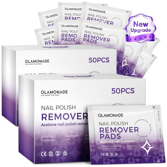Nail Polish Remover Pads: Acetone Nail Polish Remover Wipes 100 PCS Professional Individually Wrapped Wet Wipes Rapidly Remove Gel Fingernail Polish Travel Kit for Home & Salon Supplies