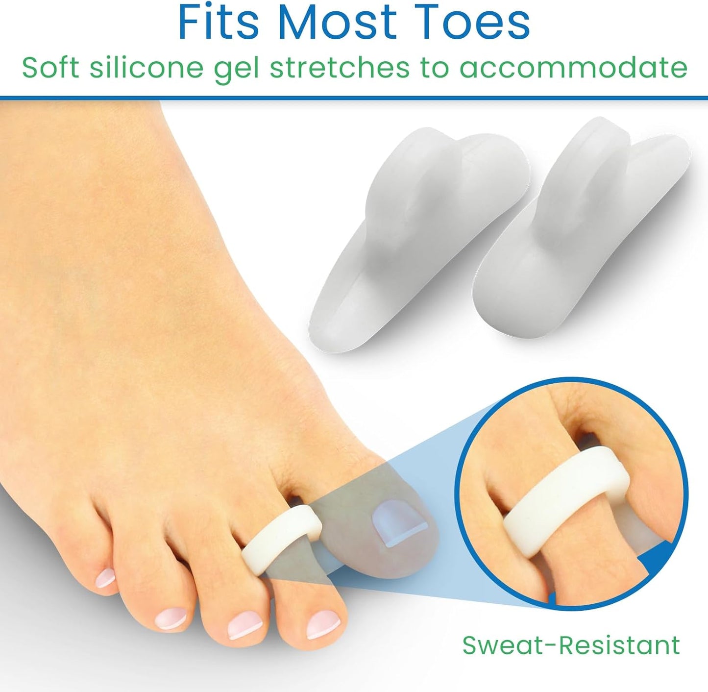 VIVEsole Hammer Toe Crest Cushion & Buttress Pad - Reduces Pressure from Calluses & Hammer Toes (Pair) - For Left & Right Feet - Toe Separator Corrector for Curled, Crooked, Curved, Overlapping Toes