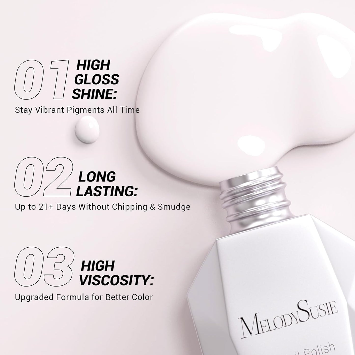 MelodySusie Thick White Gel Nail Polish,0.5fl oz Milky Pink Nails Soak Off UV LED Milky White Gel Polish Gift for Women Nail Art Manicure Salon DIY Nail Design Decoration at Home-572