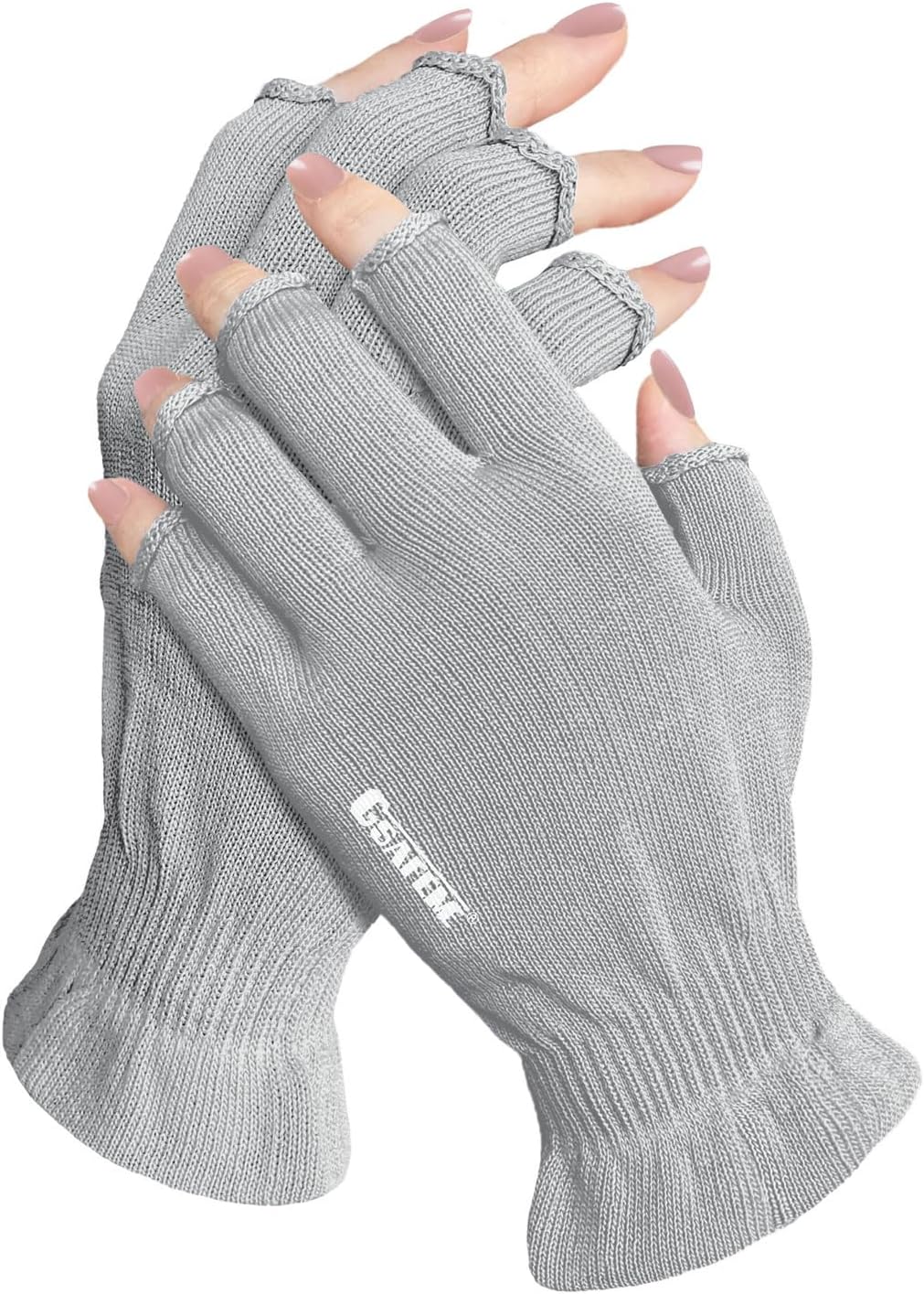 GSAFEME Cotton Gloves Eczema - Fingerless Touchscreen Moisturizing Gloves for Dry Hand Sleeping - Cotton Gloves for Men and Women, Gray S/M 1 Pair