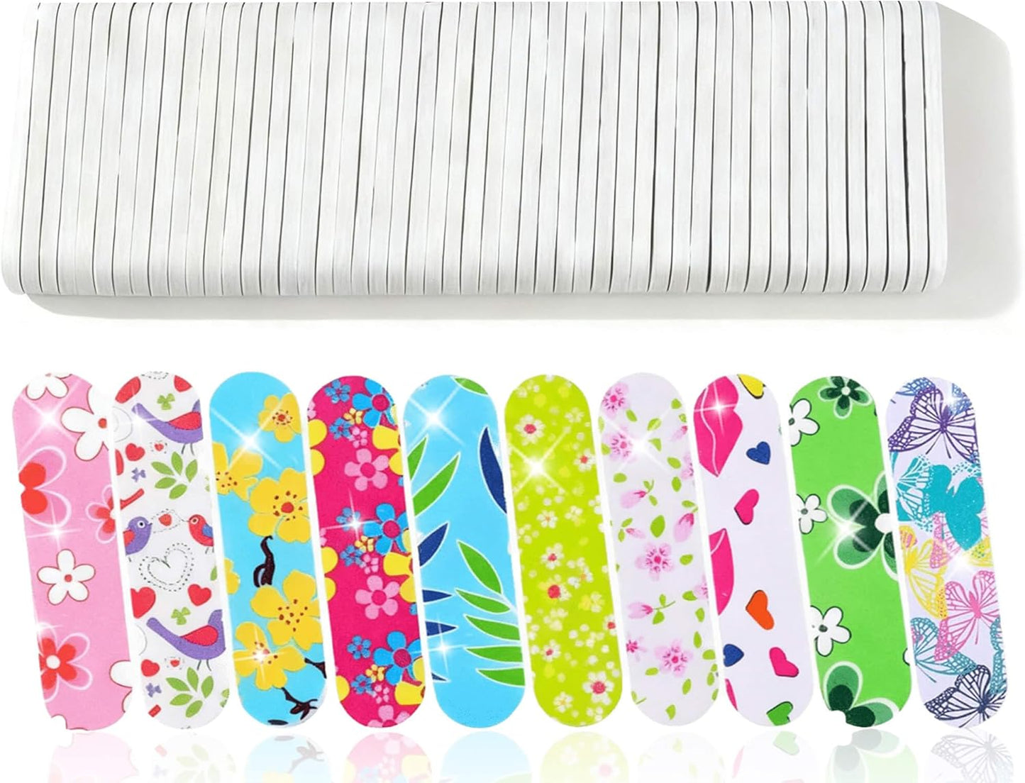 50-Pack Emery Boards 180 Grit, 3.5" Double-Sided Mini Nail Files – Durable Nail File Set for Shaping, Buffing & Smoothing; Cute Party Favors, Salon & Home (50 Count Vibrant Style)