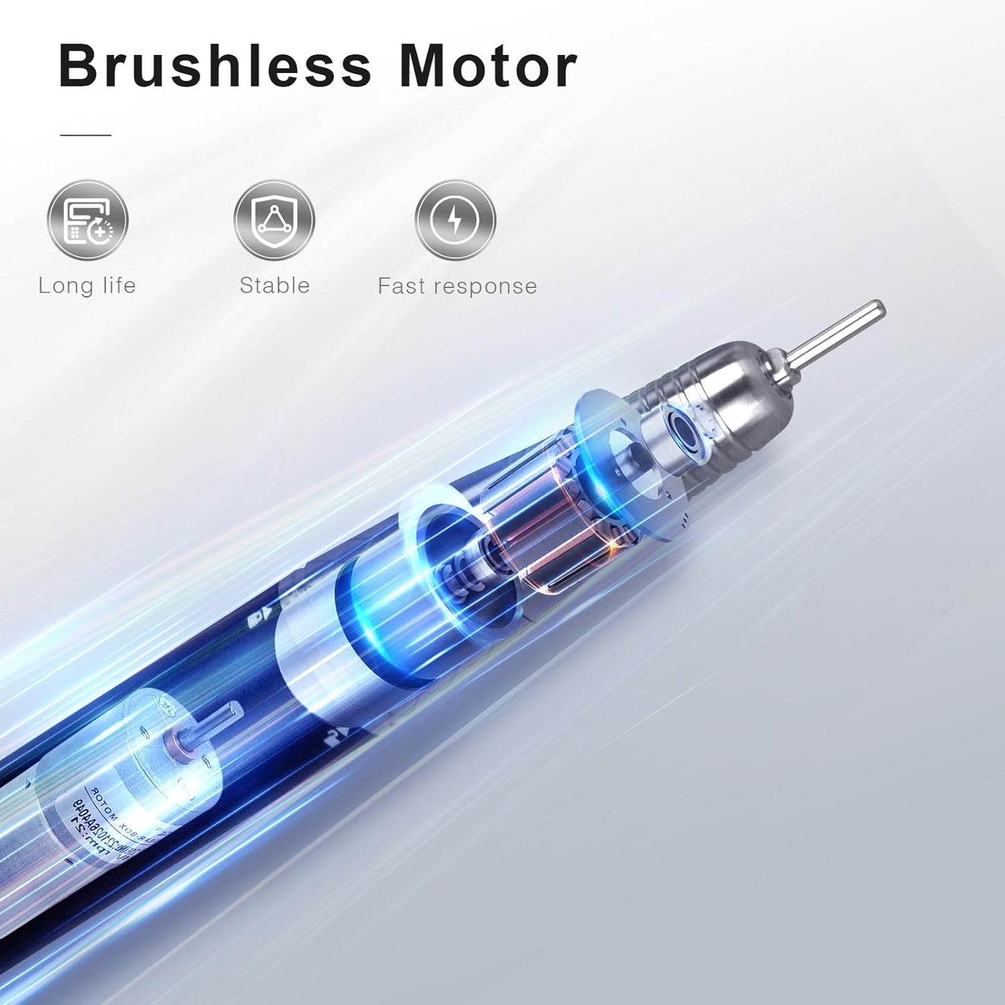 2-in-1 Professional Brushless Nail Drill, AZ GOGO 35000RPM Electric Cordless Nail File Rechargeable Portable Nail Drill Machine for Gel/Acrylic Nails 80W - Salon Level (Silver)