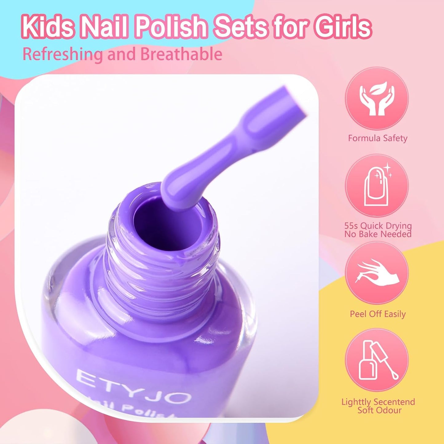 Kids Nail Polish - Water-Based Nail Polish 10 Colors Toddler Nail Polish Kit, Non-Toxic, Quick Dry, Peel Off, DIY Nail Polishs Gifts Kit for Girls Ages 3+