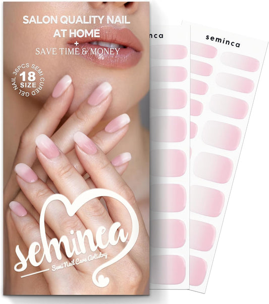 Semi Cured Gel Nail Strips-Salon Quality Semi-Cured Gel Press On Nails Stickers Quick DIY Nail Art Manicure Kits for Women at Home,Works with Any UV/LED Lamps(Peach Latte)