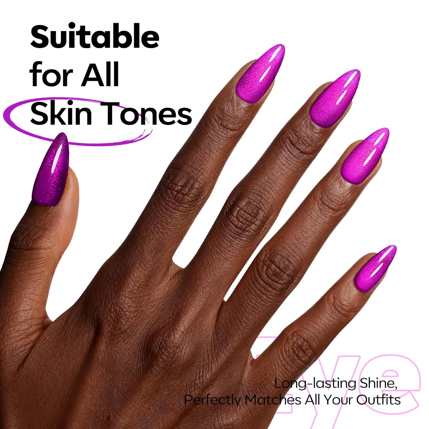 modelones Cat Eye Gel Nail Polish, Purple Magnetic Nail Polish with Magnet Yellow Glitter Soak Off U V Winter Gel Polish Shimmer Nail Art Top Coat Manicure Salon DIY