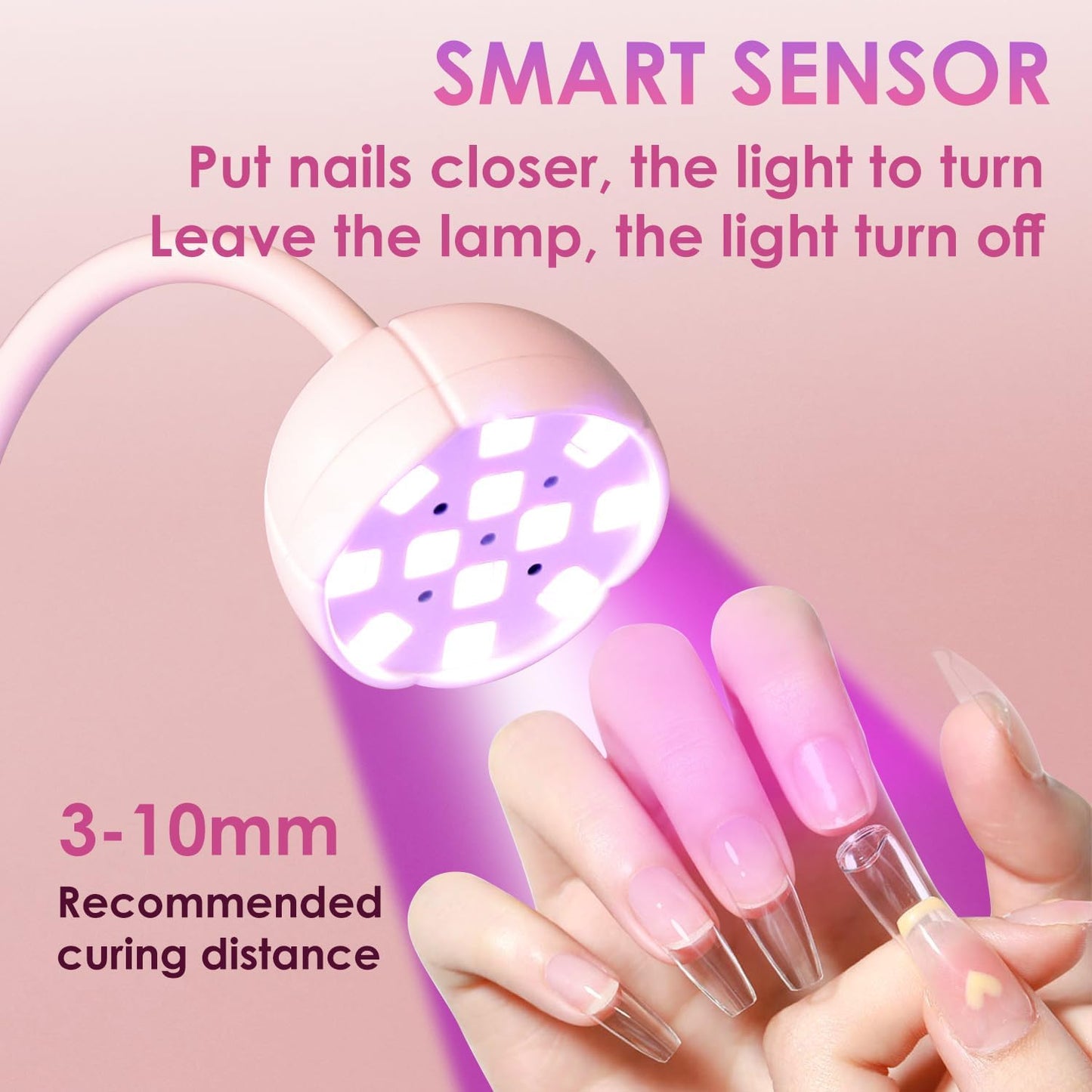UV Nail Lamp for Gel Nails, 36W UV Nail Light Gooseneck Rechargeable with 4 Time Setting & Smart Auto Sensor for Nail Salon Home Use Lamp,Pink