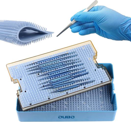 Double Layer Plastic Autoclavable Instruments Storage Box With Two Silicone Mats Sterilization Tray Case For Instruments Sterilization