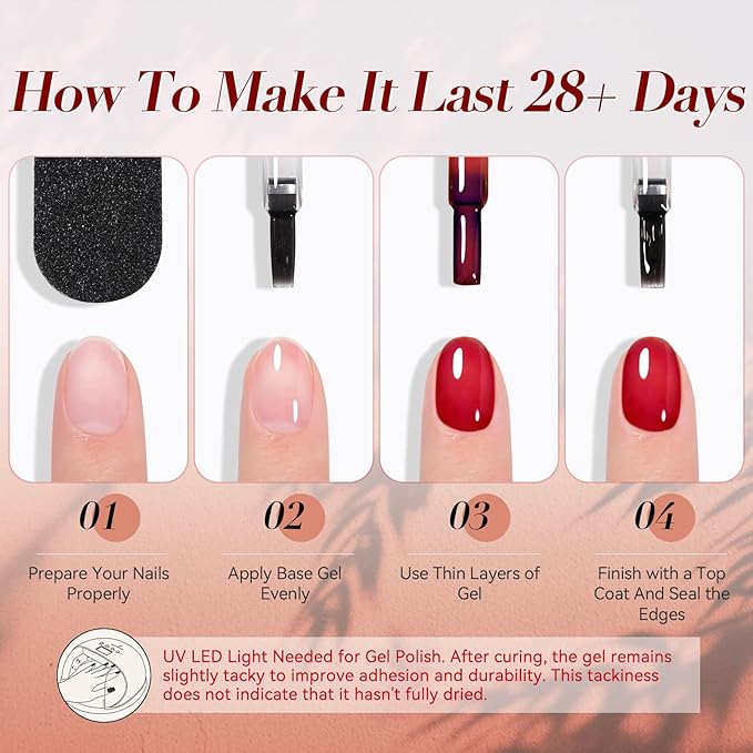 BORN PRETTY Jelly Gel Nail Polish Set,Christmas Brown Red Green Black Blue Purple Sheer Transparent Crystal Gel Nail Polish Kit Fall Winter Soak off Nail Polish for Manicure DIY Home Salon 7ML 6Colors