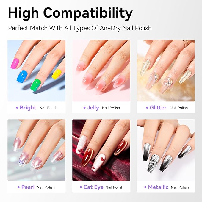 Clear Base Top Coat Anti-UV, 2PCS Calcium & VE Base Nail Strengthener High Shine Top Coat, Chip Resistant Quick Air Dry, Protects Color & Nails Prevents Discoloration Women Gift