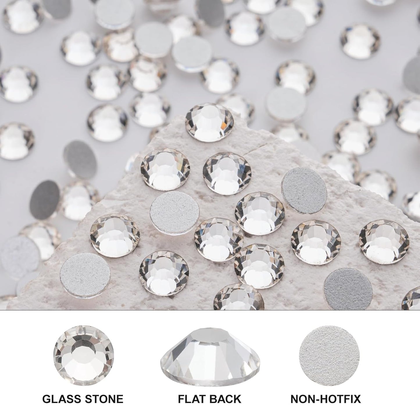 Novani 288pcs Crystal Clear Rhinestones Flat Back Rhinestone Glass Diamonds Round Gems for Nail Art and Crafting Decorations,SS34,7.1-7.3mm