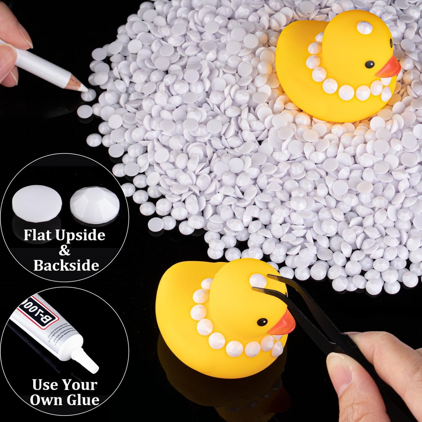 6000pcs 4mm Resin Rhinestones Bulk, White Flatback Round Jelly Rhinestones Bedazzling Non Hotfix Crystal Gems Large Quantity Wholesale for DIY Crafts Clothes Bottles Tumblers Face Makeup Manicure