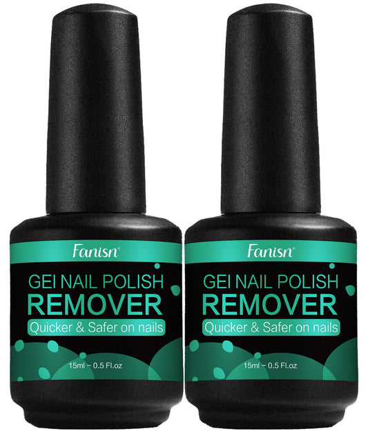 Gel Nail Polish Remover 2x15ml - No Foil No Soak, Acetone-Free, 3-5 Min Express Removal for Home DIY, Safe for Natural Nails
