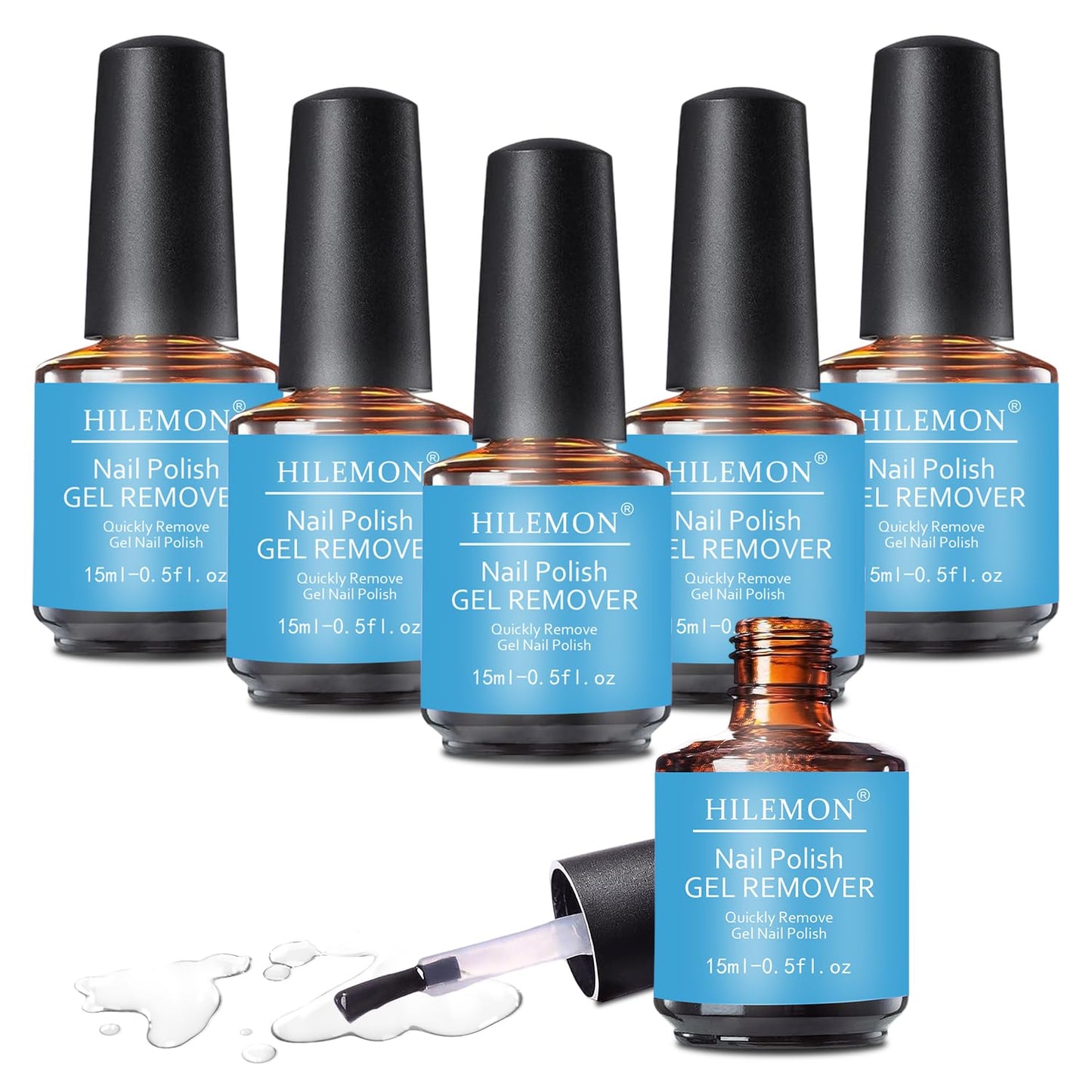 Quick Gel Nail Polish Remover, Easy Remove Gel Polish in 3 Minutes, No Need Soaking or Wrapping, Gel Remover for Nails 15ml (6PCS Remover)