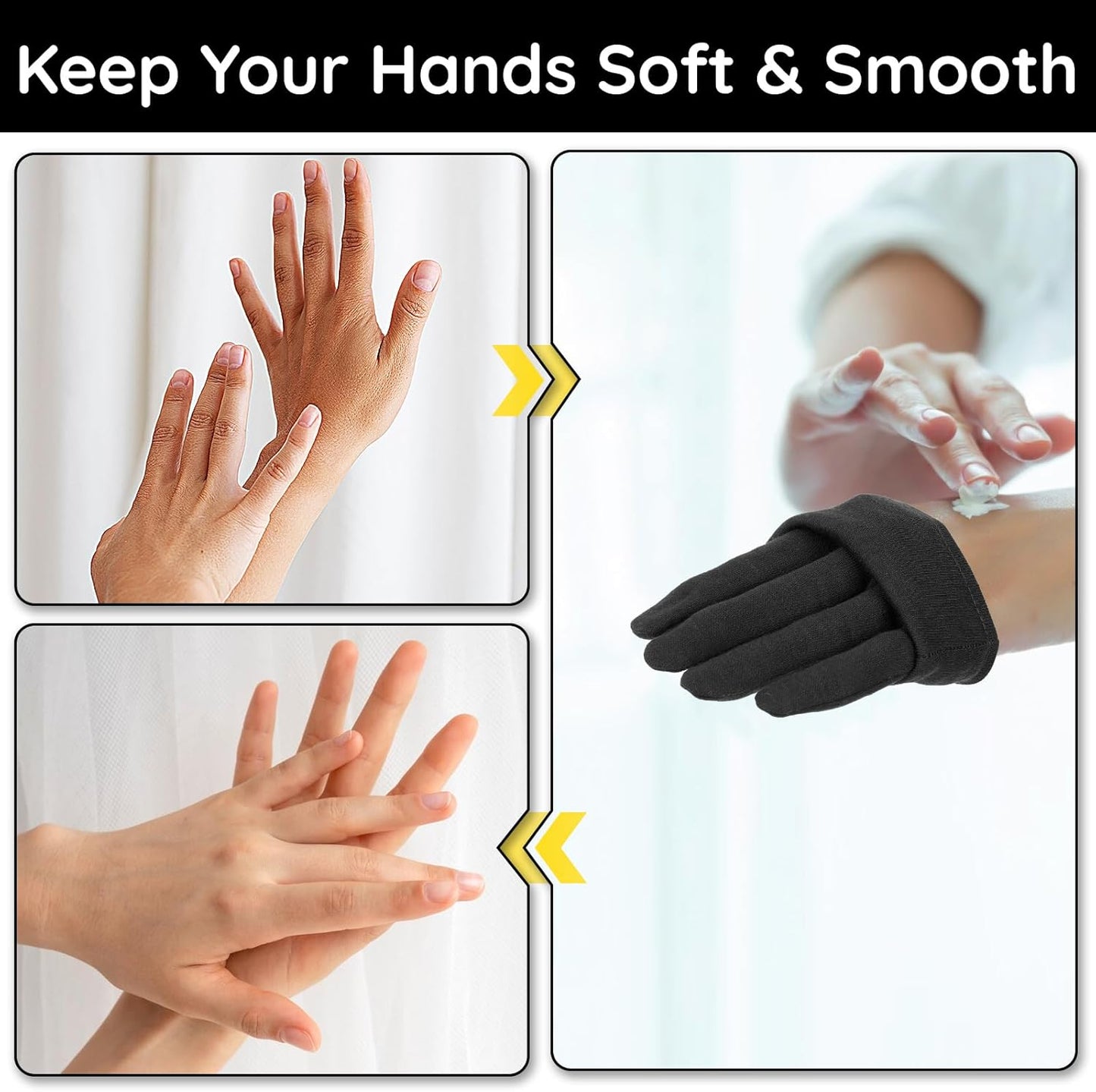 Segbeauty 12 Counts Black Cotton Gloves Overnight, 6 Pairs Lotion Moisturizing Hand Cotton Gloves for Men, at Home Spa Gel Moisture Glove for Working, Soft Sleep Lotion Glove Skin Care Extra Large