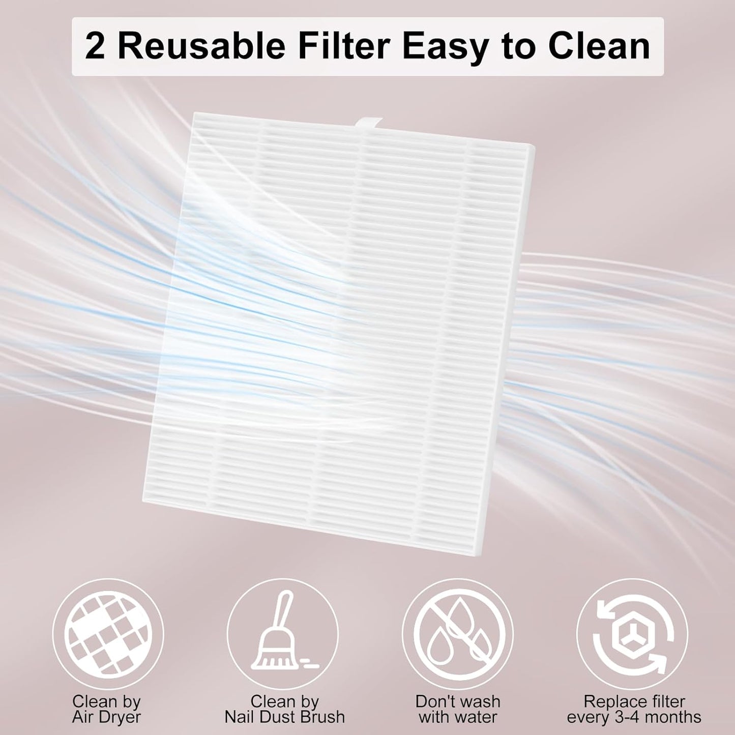Nail Dust Collector with Reusable Filter,Professional Nail Vacuum Cleaner for Acrylic Nails,Electric Nail Dust Suction Fan for Nail Artist,Large Space for Home Salon Nail Polishing Use(Gray White)