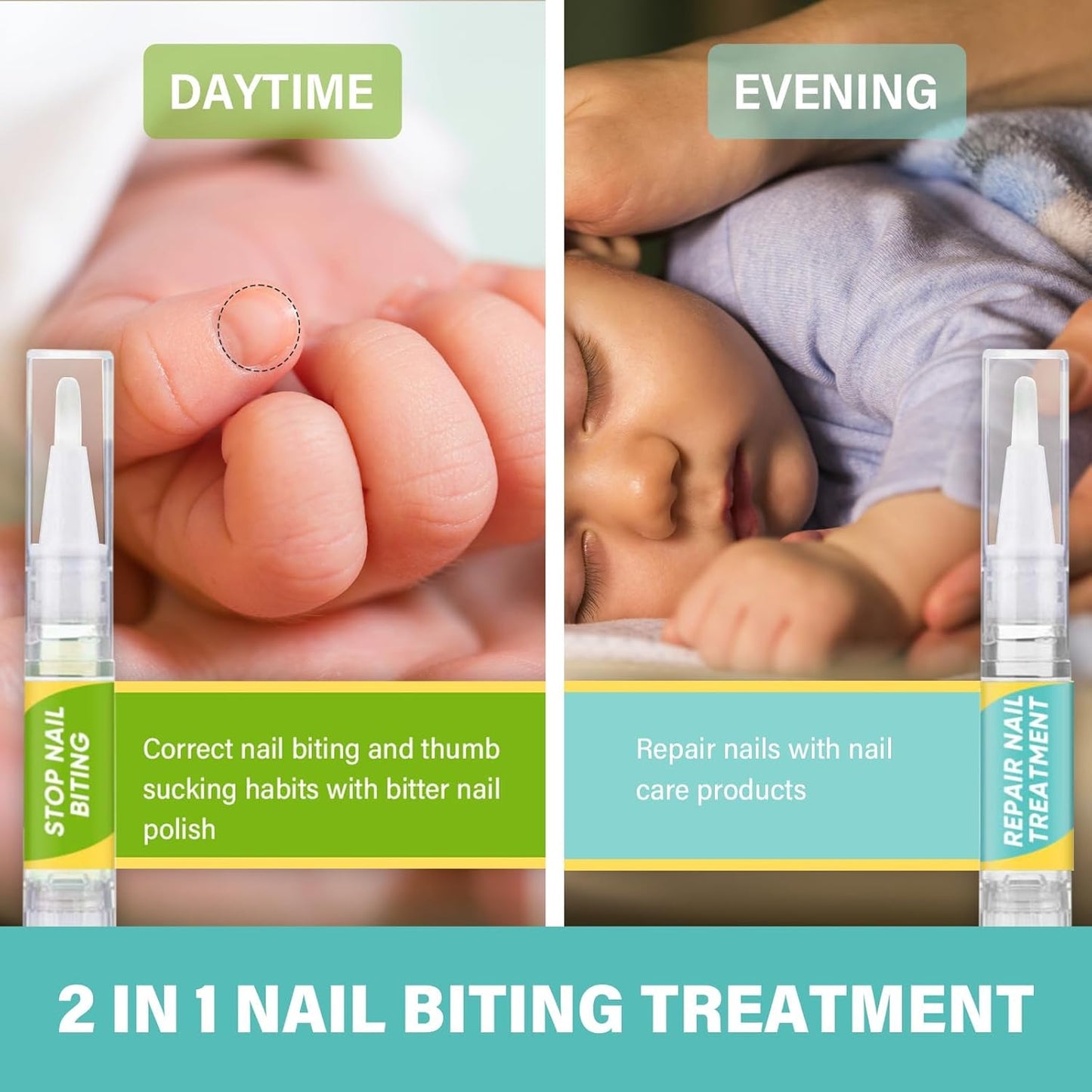Nail Biting Prevention, 2 Pcs No Biting Treatment for Kids & Adults, Stop Nail Biting Safe