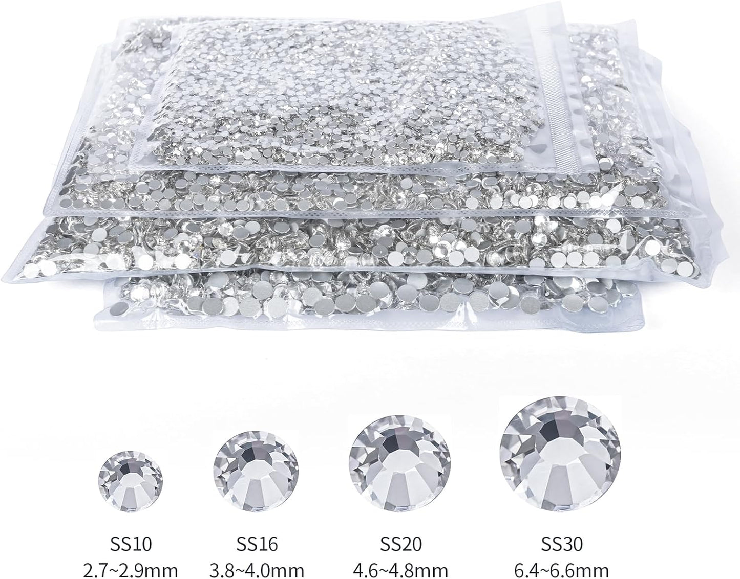 10000PCS Clear Rhinestones Bulk, Flat Back Crystal Glass Stone Round Gems,SS20, 4.6-4.8mm