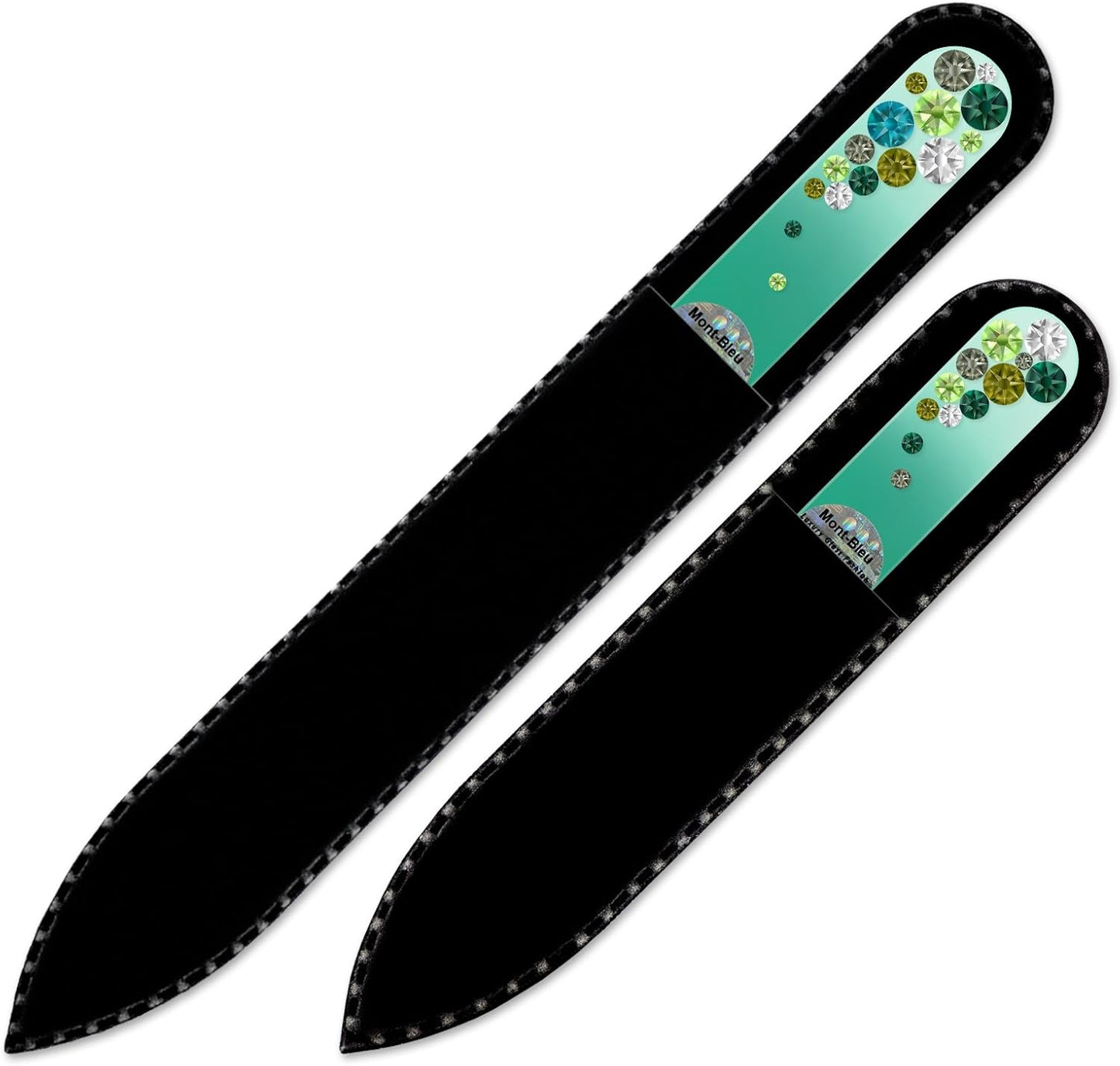 Gift Set for Women - Mont Bleu Set of 2 Glass Nail Files Hand Decorated with Crystals - Friend Gifts for Women - Nail Files for Natural Nails - Gifts - Your Nail Health in Your Hands