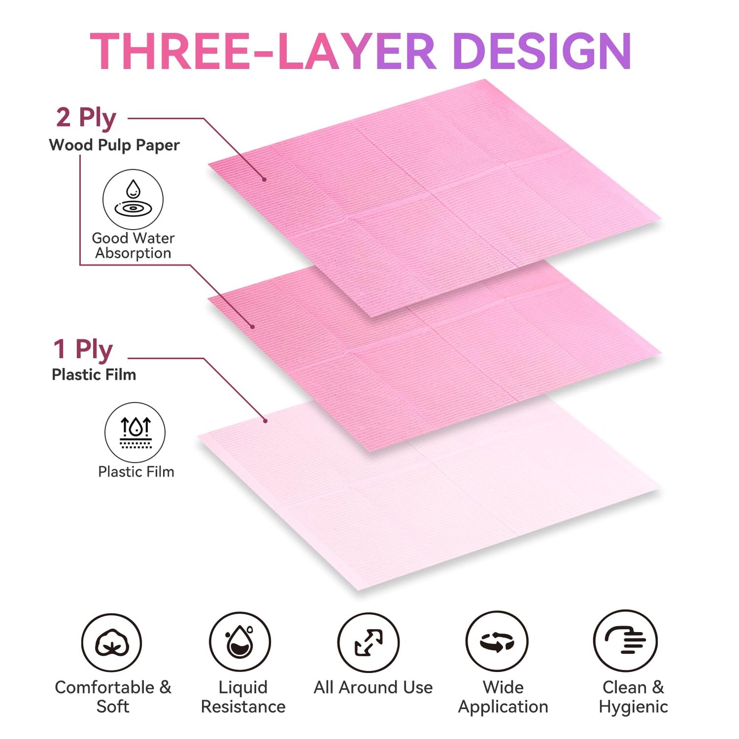 Makartt Disposable Nail Mats: 50Pcs Pink Fordable Nail Paper Towels for Table Acrylic Nail Practice Sheet 3 Ply Waterproof Nail Art Table Mats Clean Pads for Salon Manicure Tattoo