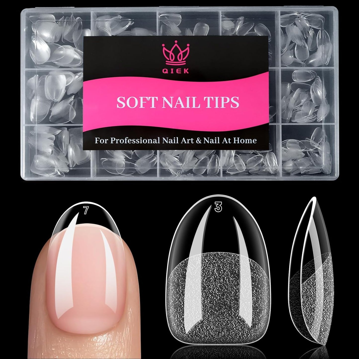 Short Oval Fake Nail Tips - 15 Sizes 240 PCS Clear Half Matte Press On False Nail Tips Pre-shaped Soft Full Cover Gel Nail Tips Extensions Thick Long Lasting for DIY Beginners & Salon Manicure