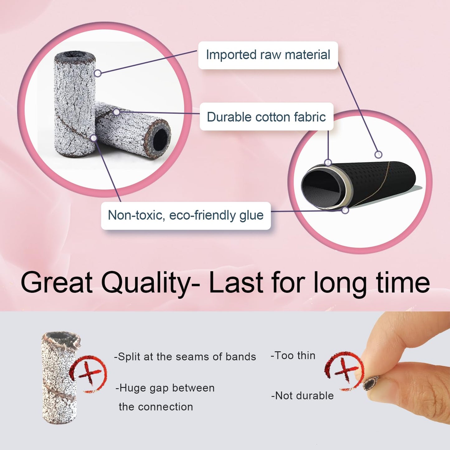 Small Sanding Bands Nail Drill Bits, Corfulra Upgraded Mini Sanding Bands with Mandrel Bit, 100 pcs 180 Fine Grits for Natural Nail, Nail Accessories of Nail Tech Must Haves, White