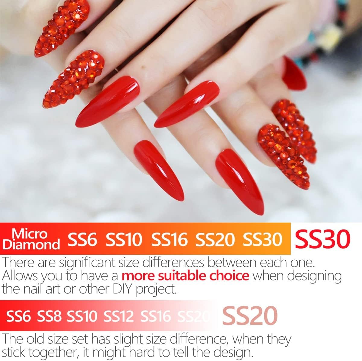 4010pcs Red Rhinestones Nail Gems Siam Red Round Flatback Stones 6 Sizes(1.6-6.1mm) to SS30 K9 Glass Non-Hotfix Ruby Red Nail Crystals Jewels Nail Art Nail Charms for Nails Eyes Face Makeup Crafts DIY