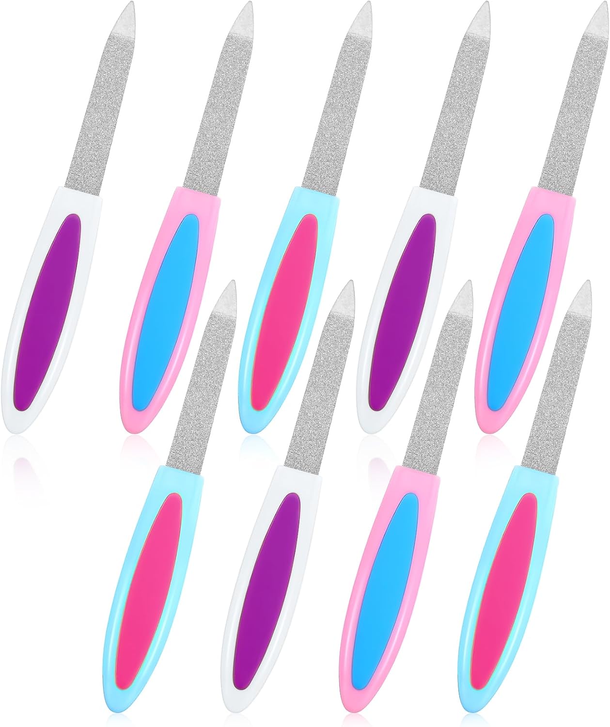 9PCS Nail File Metal Nail Files, Sword-Shaped Metal Nail Files for Women, Stainless Steel with Non-Slip Handle and Sharp Tip