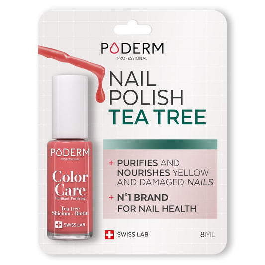 PODERM - Nail Polish – Enriched with Tea Tree – Improves nail appearance – Ingredients Natural/Vegan - foot/hand - Swiss Made (Coral Pink)