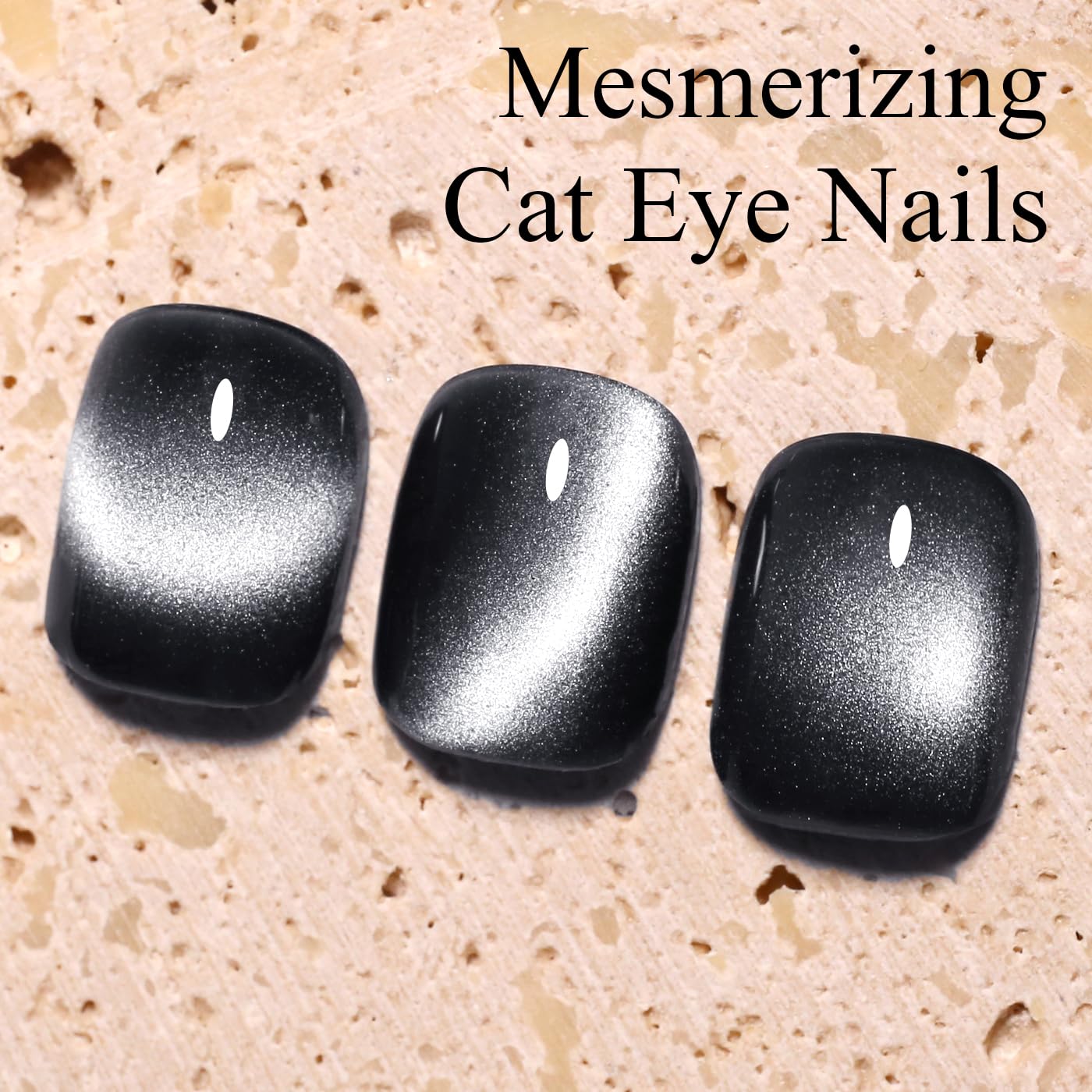Imtiti Black Cat Eye Gel Nail Polish with Magnet, Holographic Glitter Shimmer Magnetic UV Gel Polish for Nail Art Soak off UV Led