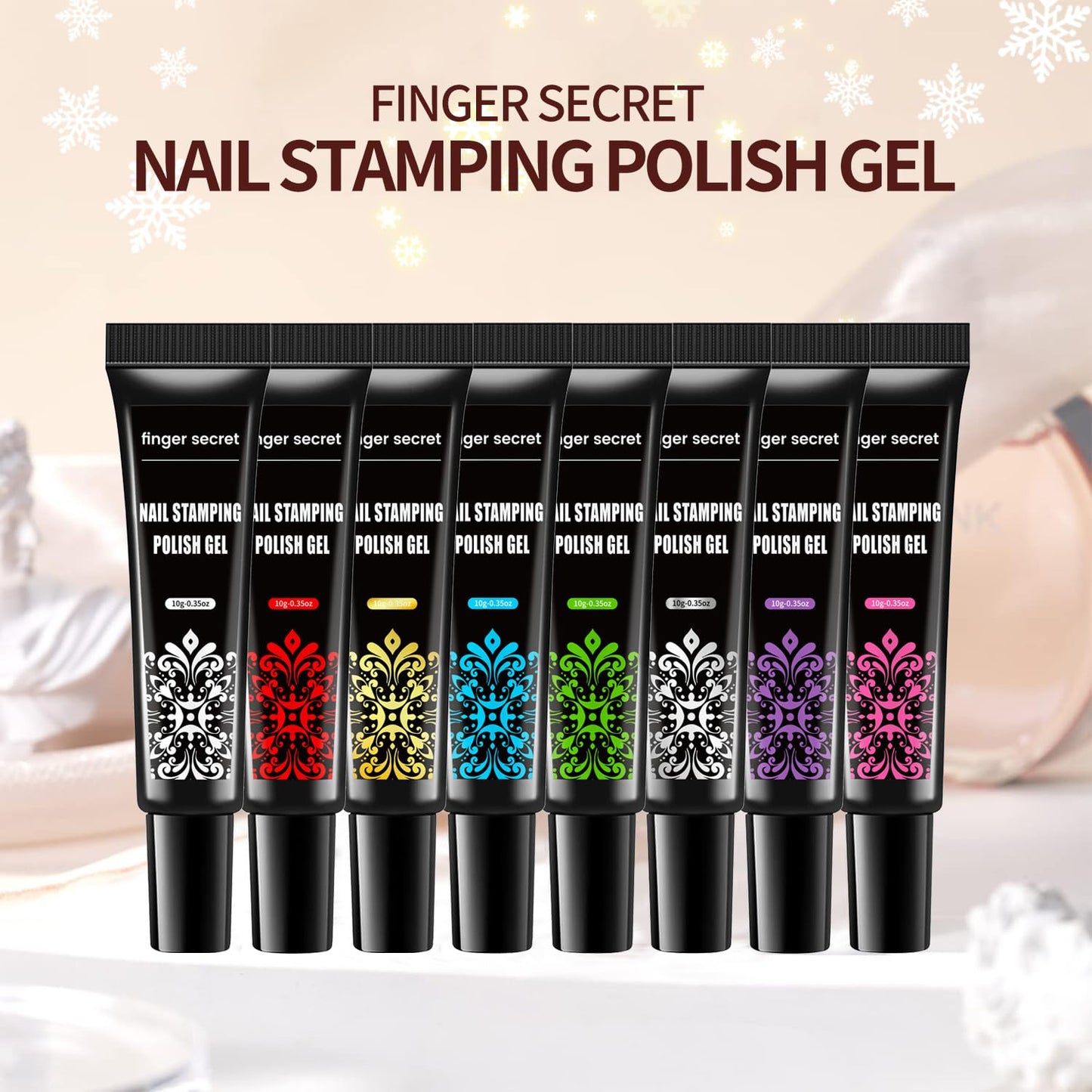 Nail Stamping Gel Polish Kit 2pcs Templates 8 Colors Nail Stamping Polish Gel Unleash Your Creativity with Our Kit Ideal for Home User Salon SET5