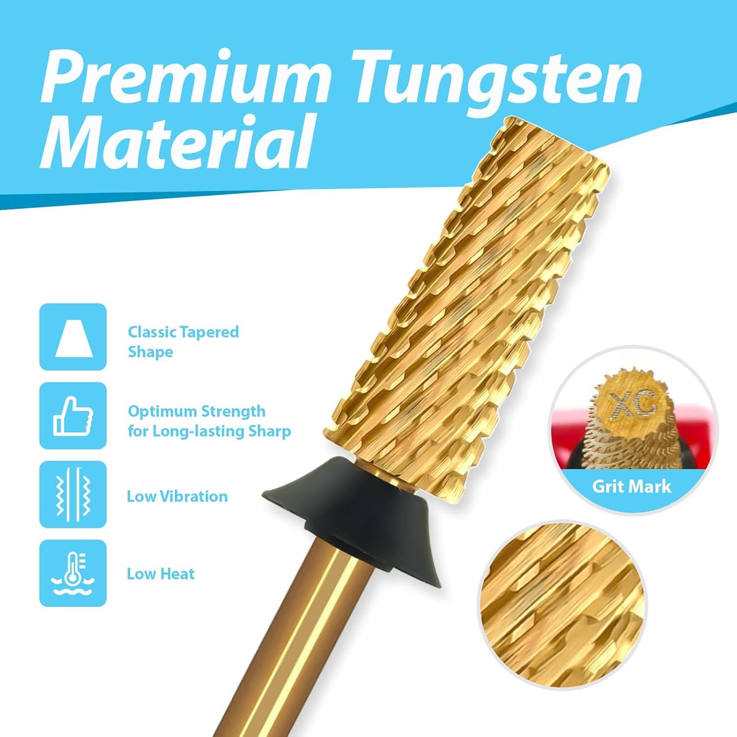 Tungsten Carbide Cross Cut Small Tapered Barrel Nail Drill Bits, Professional 3/32'' Safety Bits, Both Hands Use, Remove Gel Fast, Manicure Pedicure Cuticle Gel Polishing, Extra Coarse.
