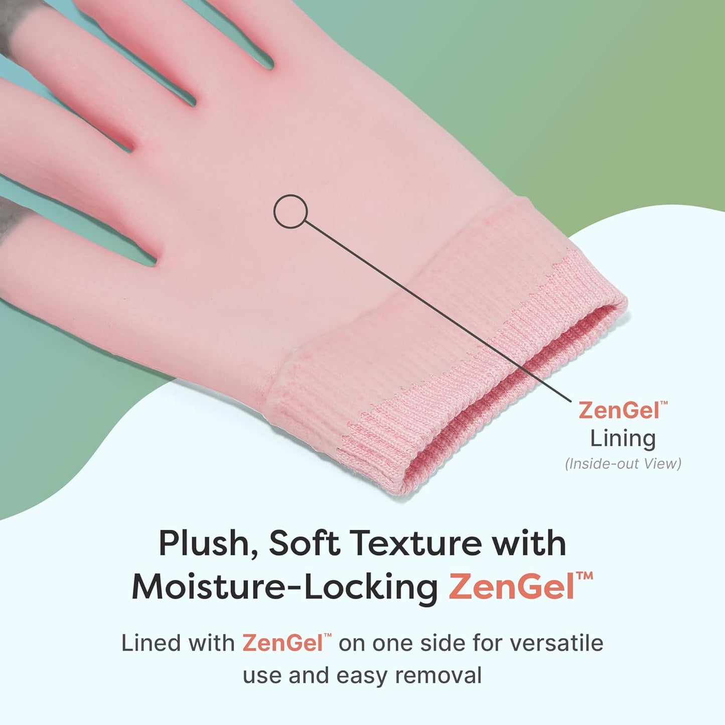 ZenToes Moisturizing Gloves for Dry Hands, Gel Infused with Jojoba Seed Oil, Olive Oil and Vitamin E, Overnight Hand Moisturizer (OSFM, Cotton Pink)