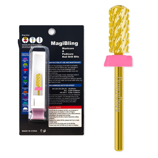 Small Barrel Nail Drill Bits Round Top, 3/32'' Safety Tungsten Carbide Bits, Two-way Rotation, Suitable for Manicure Pedicure Cuticle Gel Polishing, Technicians Bits, Grit: Triple Coarse