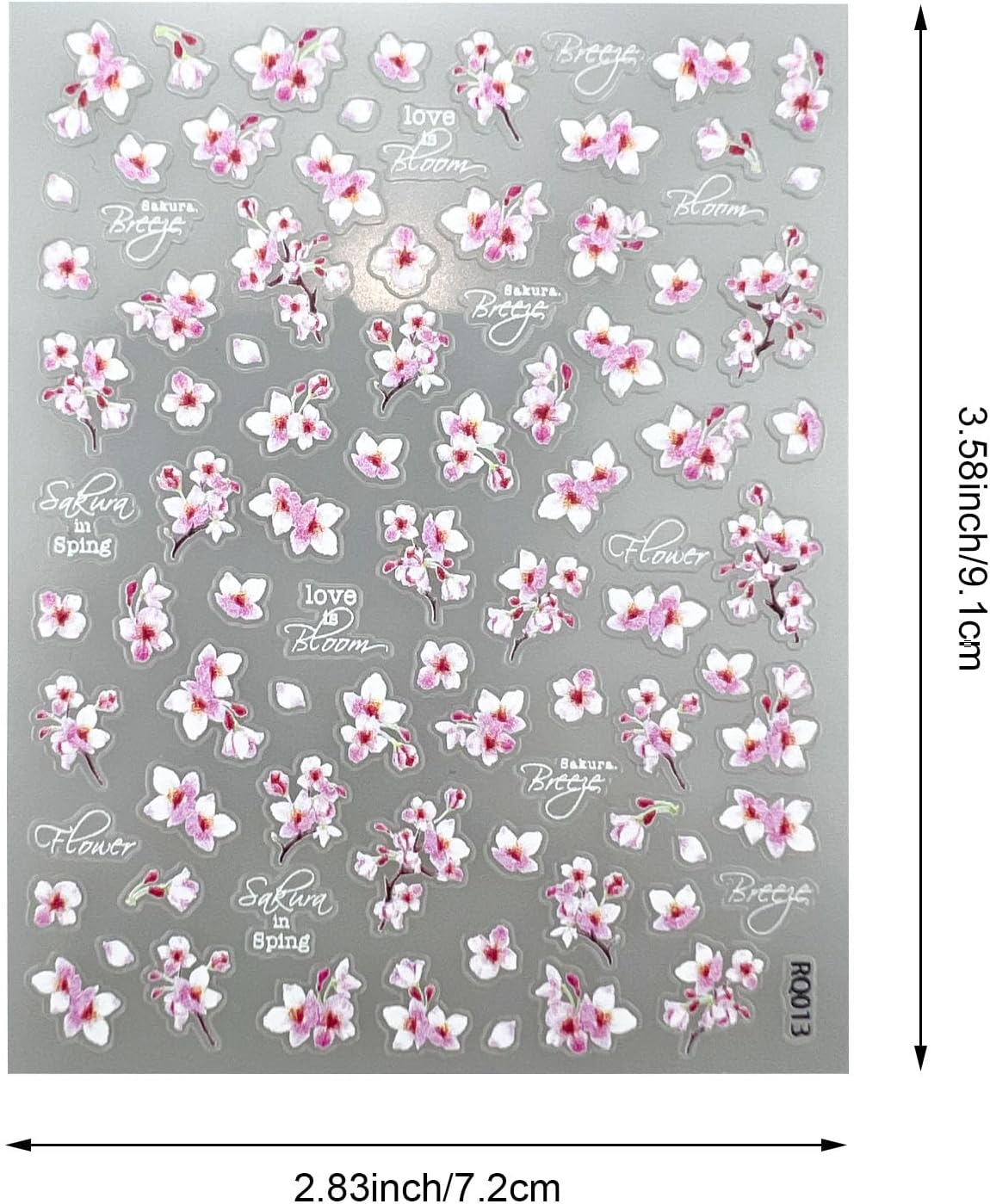 2 Sheets Flower Nail Stickers for Nail Art, 5D Embossed Self Adhesive Spring Summer Sakura Design Nail Supplies Decoration for Women Girl DIY Manicure Accessories