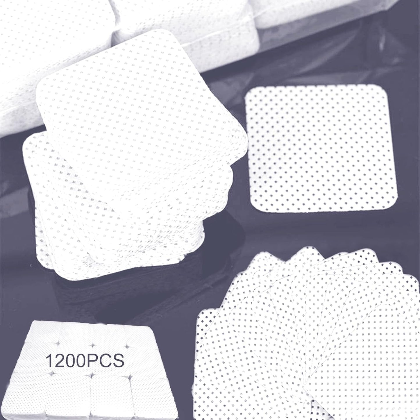 Absorbable Soft Gel Nail Polish Remover Cotton Pads - 1200 Pcs Lint-Free Non-Woven Fabric Wipes for Nails & Lash Extension Glue Cleaning