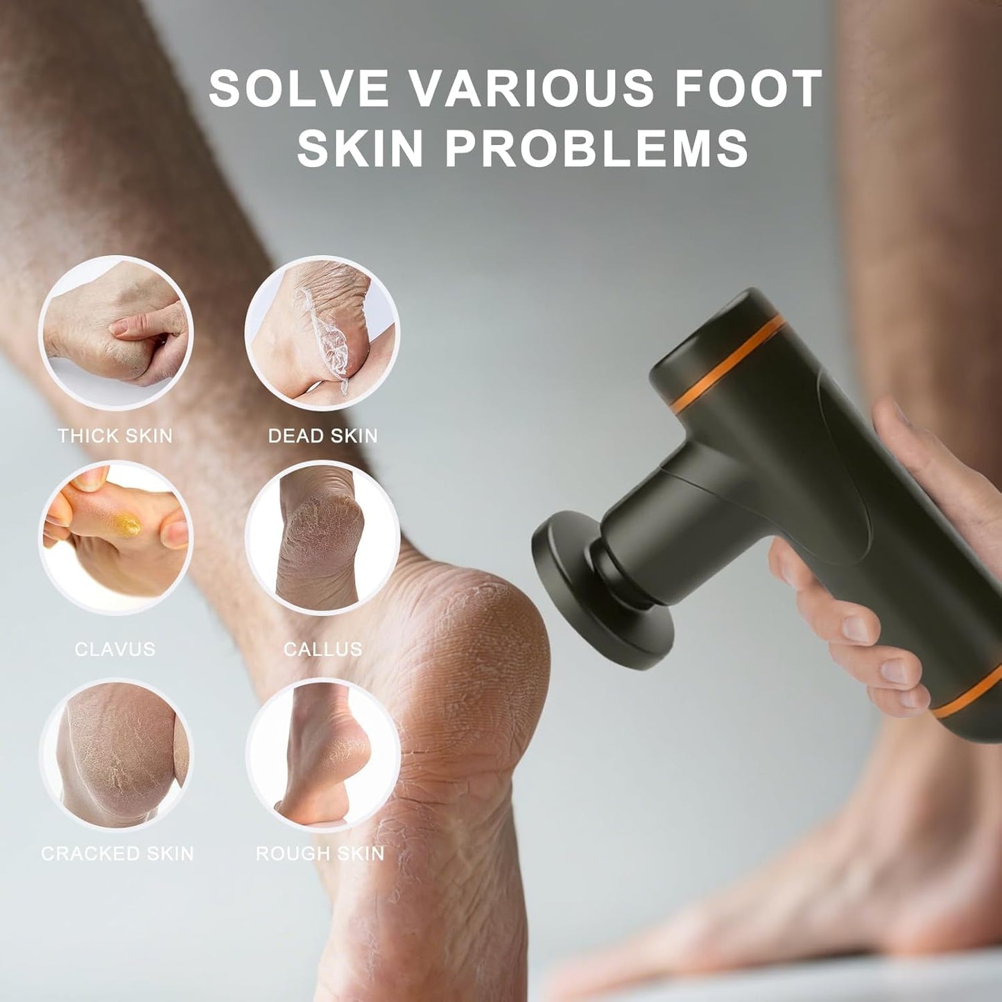 3 in 1 Electric Callus Remover for Feet, Multifunctional Rechargeable Electric Foot Filer Callus Remover, Feet Hair Remove & Massage, Foot Grinder Pedi Care for Dead, Hard Skin
