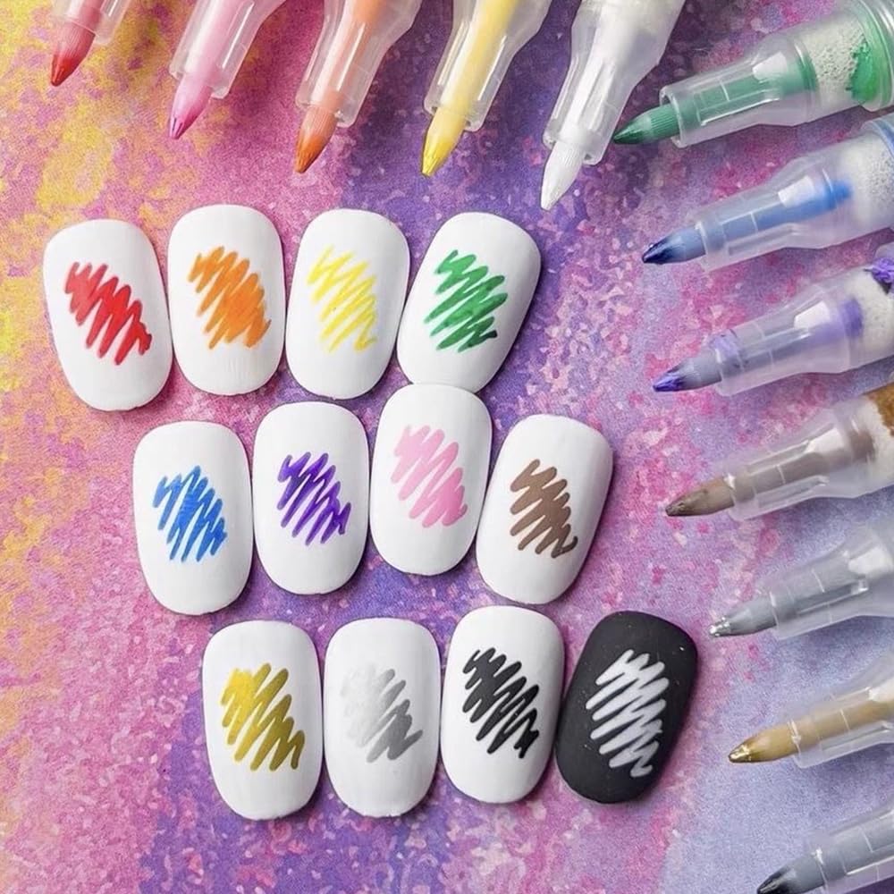 36 Colors Nail Art Pens for Painting Nails, 0.7mm Acrylic Paint Makers DIY Nail Art Markers for Kids and Adults, Quick-drying Nail Polish Pens Doodle Pens for Drawing Point Liner