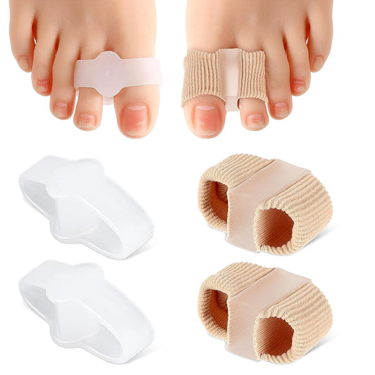 4pcs Gel Toe Separators Bunion Corrector with 2 Loops Big Toe Spacers Overlapping Toes Spacers Hammer Toe Straightener Soft Breathable Elasticity Bunion Spacers for Women Men Relieve Foot Pain